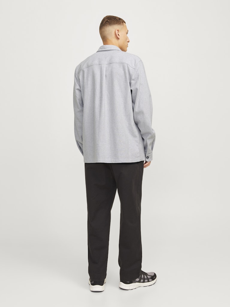 JACK JONES PREMIUM Raymond Melange Solid Long Sleeve Overshirt-Light Grey Melange Light Grey Melange detail view