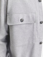 JACK JONES PREMIUM Raymond Melange Solid Long Sleeve Overshirt-Light Grey Melange Light Grey Melange back view
