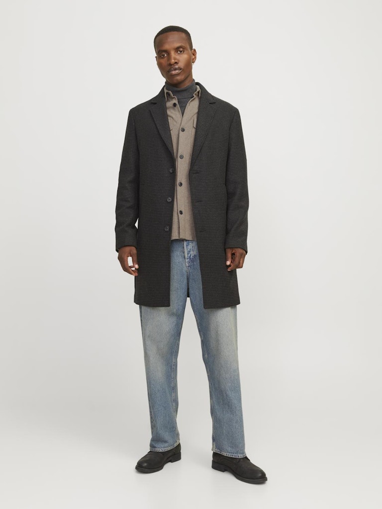 Raymond Melange Solid Overshirt -Greige-Under coat view
