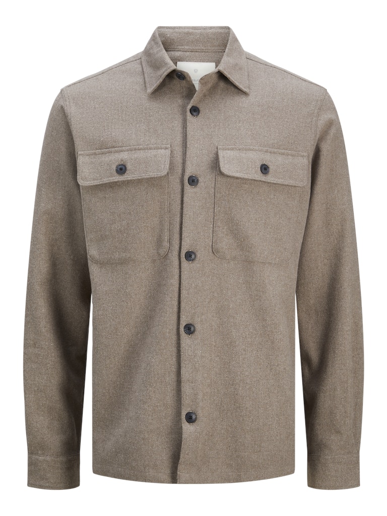 Raymond Melange Solid Overshirt -Greige-Front view