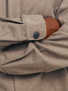 JACK JONES PREMIUM Raymond Melange Solid Overshirt -Greige Greige flat front view