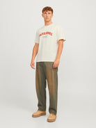 JACK JONES ORIGINALS Bronx Arch Big Crew Neck Tee-Antique White Antique White model front view