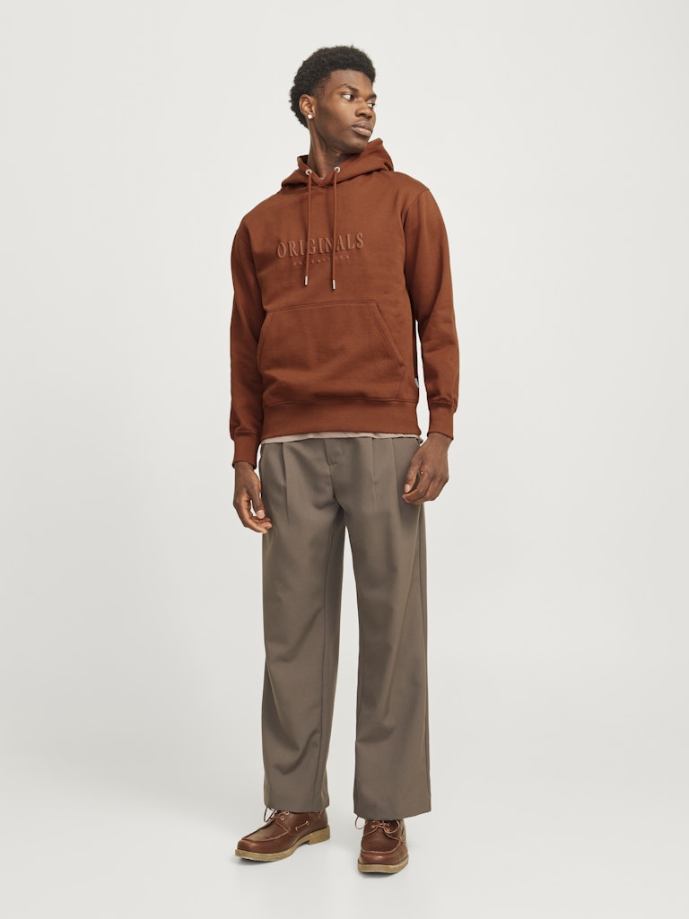 Frederiksberg Brandy Brown Over Head Hoodie-Full model view