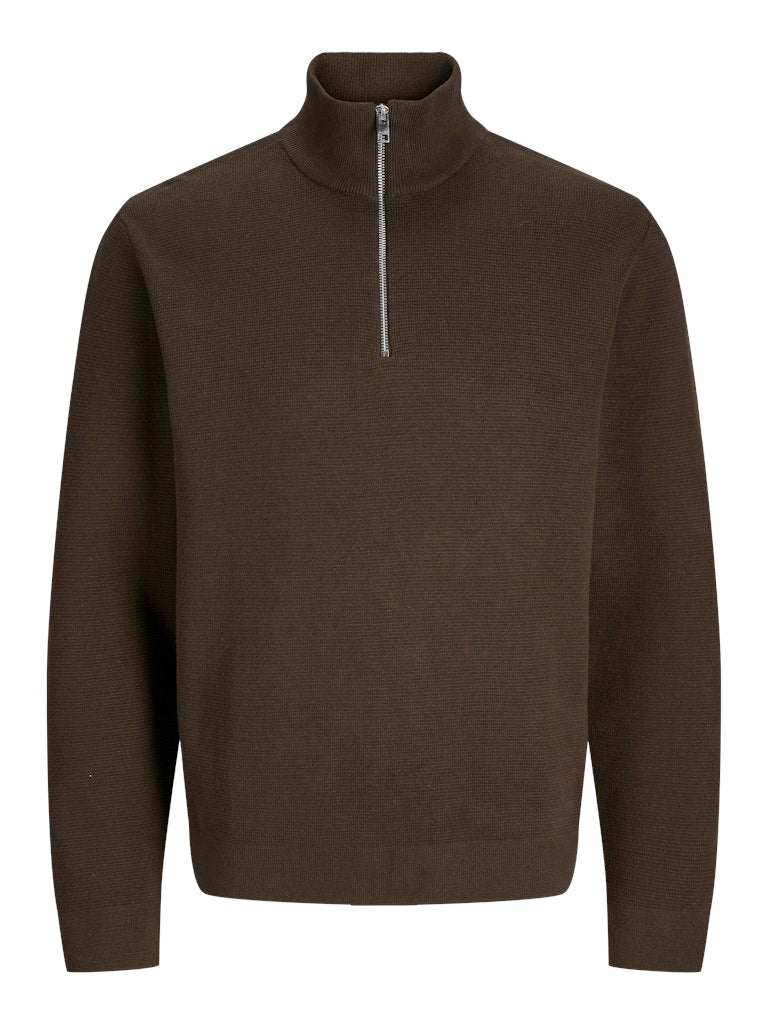 Milano Stitch Half Zip Slate Black Knit-Front view