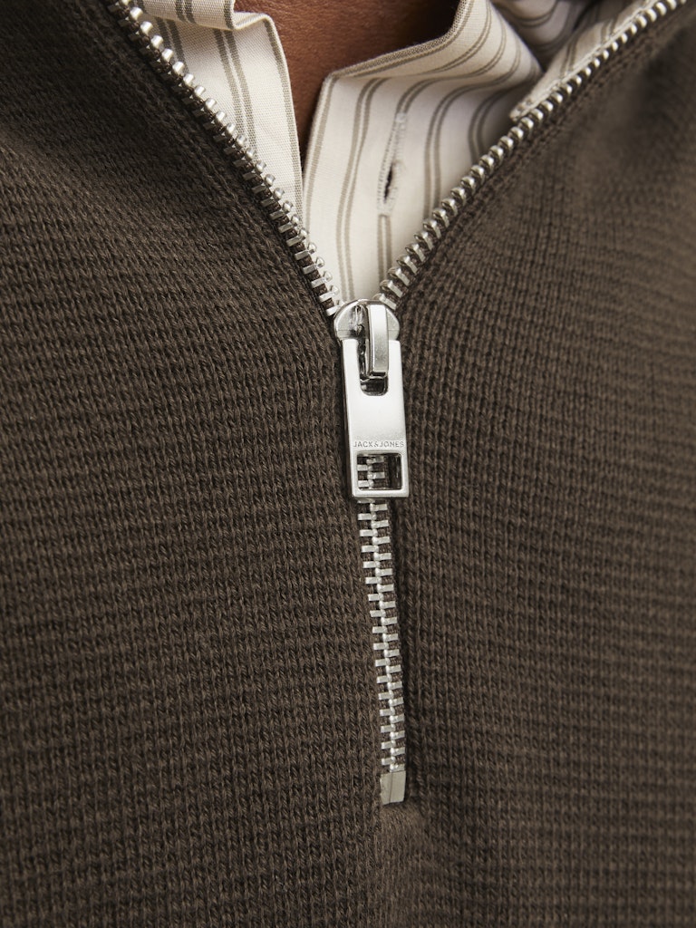 Milano Stitch Half Zip Slate Black Knit-Zip view