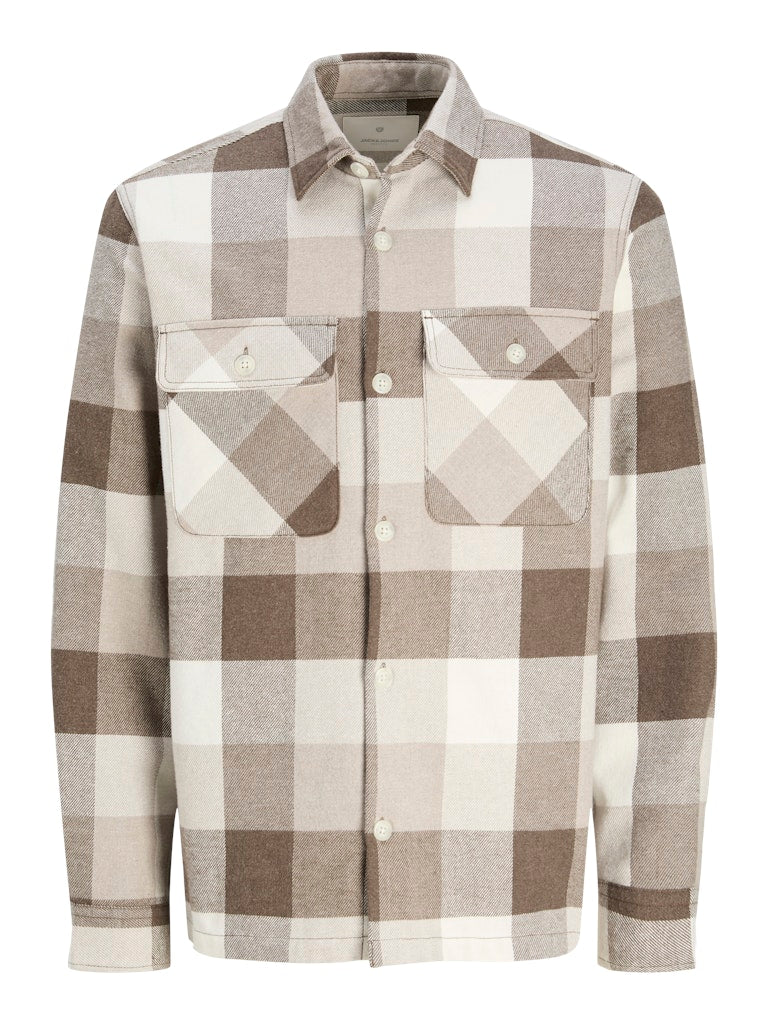 Raymond Melange Walnut Check Overshirt-Front view