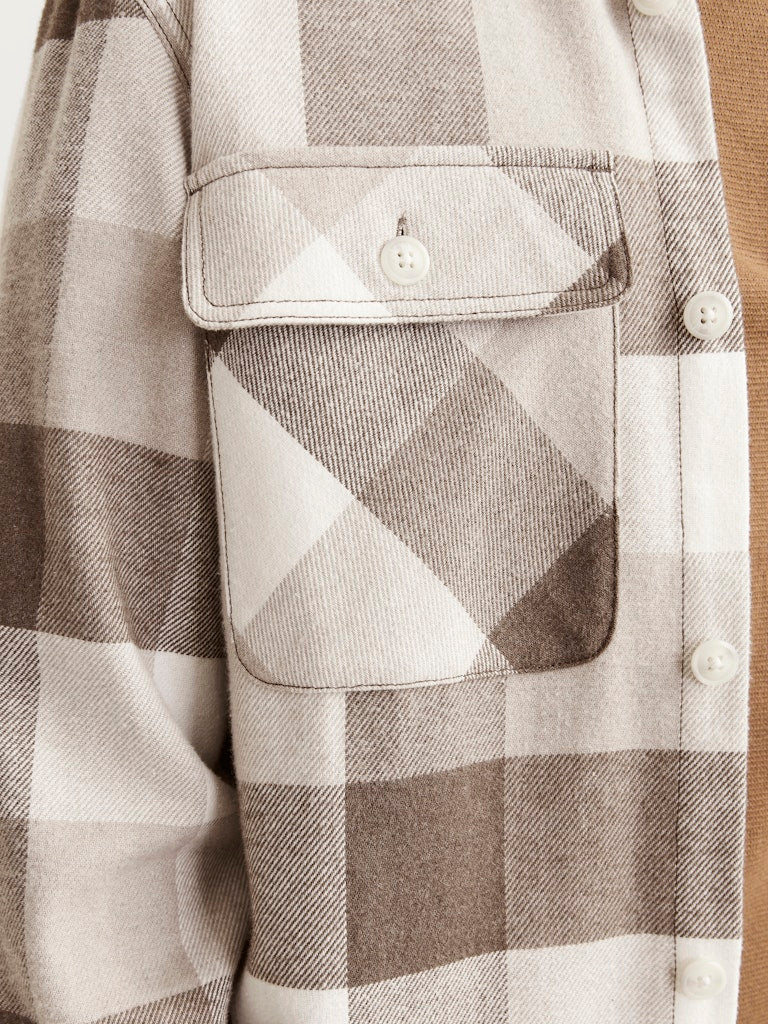 Raymond Melange Walnut Check Overshirt-Pocket detail