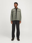 Raymond Melange Solid Cypress Overshirt-Full model view