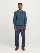 JACK & JONES Globe Crew Neck Oceanview Knit Oceanview model front view