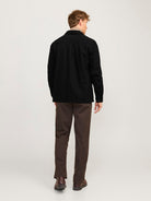 JACK JONES PREMIUM Raymond Melange Solid Long Sleeve Overshirt-Black Beauty Black Beauty detail view