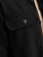 JACK JONES PREMIUM Raymond Melange Solid Long Sleeve Overshirt-Black Beauty Black Beauty side view