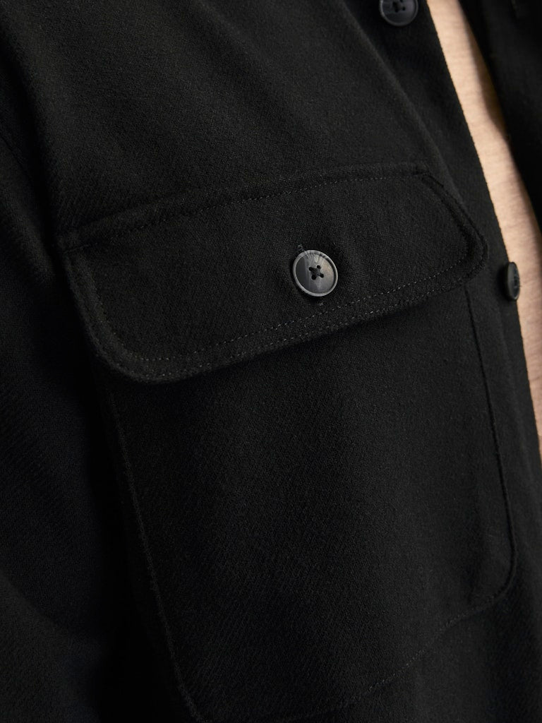 JACK JONES PREMIUM Raymond Melange Solid Long Sleeve Overshirt-Black Beauty Black Beauty side view