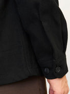 JACK JONES PREMIUM Raymond Melange Solid Long Sleeve Overshirt-Black Beauty Black Beauty back view