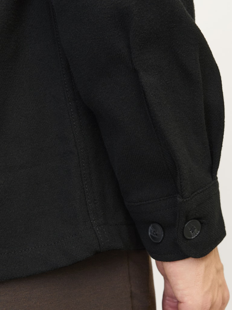 JACK JONES PREMIUM Raymond Melange Solid Long Sleeve Overshirt-Black Beauty Black Beauty back view
