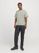 JACK JONES PREMIUM Chad Branding Tee -Aqua Gray Aqua Gray model front view