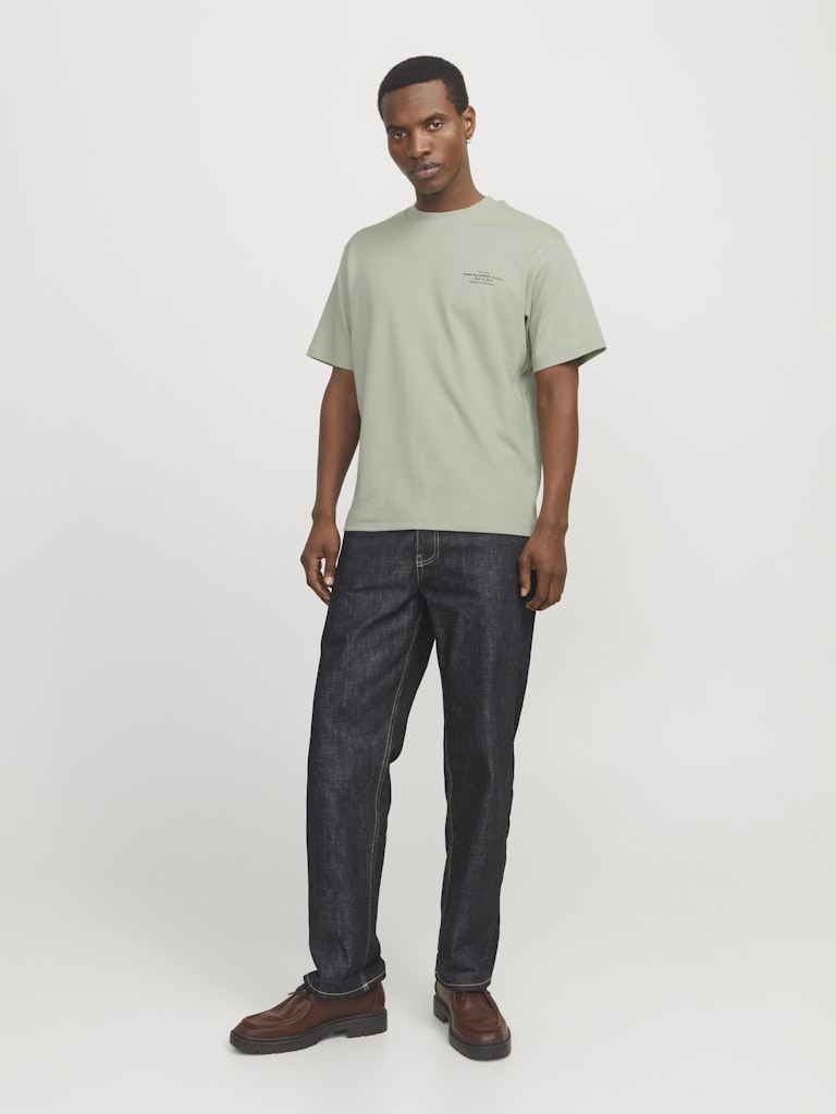 JACK JONES PREMIUM Chad Branding Tee -Aqua Gray Aqua Gray model front view
