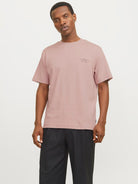 JACK JONES PREMIUM Chad Branding Tee-Adobe Rose Adobe Rose front view