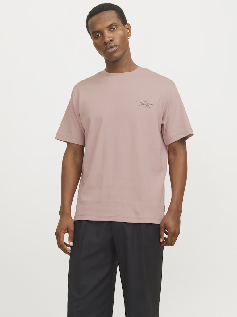 JACK JONES PREMIUM Chad Branding Tee-Adobe Rose Adobe Rose front view