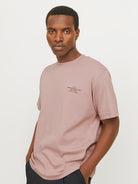 JACK JONES PREMIUM Chad Branding Tee-Adobe Rose Adobe Rose back view