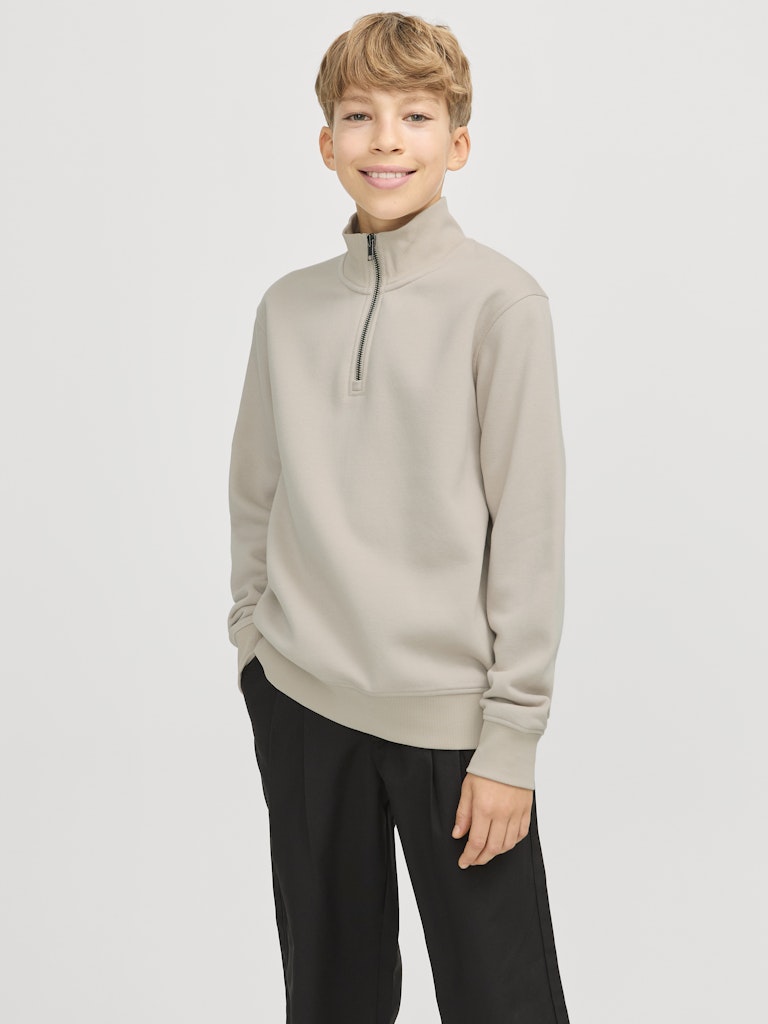 Jack Jones Youths Bradley Sweat Junior Half Zip-Moonbeam Moonbeam front view