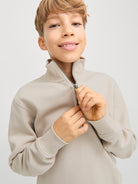 Jack Jones Youths Bradley Sweat Junior Half Zip-Moonbeam Moonbeam back view