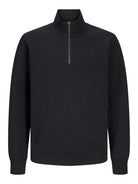 Jack Jones Youths Bradley Sweat Junior Half Zip-Black Black side view