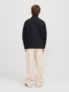 Jack Jones Youths Bradley Sweat Junior Half Zip-Black Black detail view