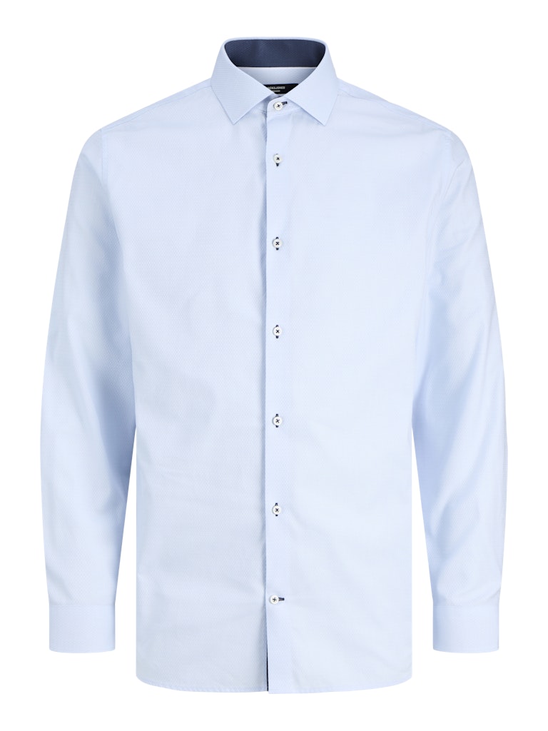 Light blue dress shirt on a white background
