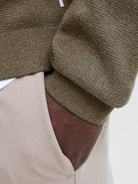 JACK JONES PREMIUM Milano Stitch Half Zip Knit-Stone Gray stone gray flat front view