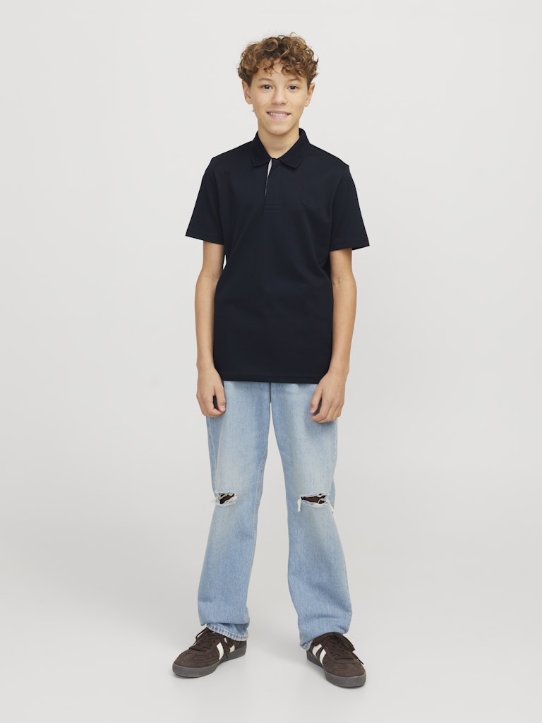 Rodney Short Sleeve Polo Junior-Night Sky-Model Full Front View