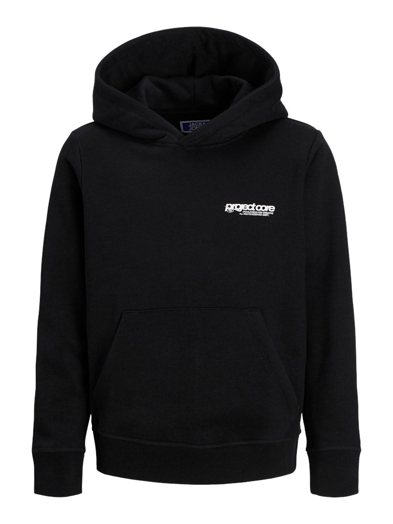 Boy's Union Print Sweat Hood Junior-Black-Ghost Front View