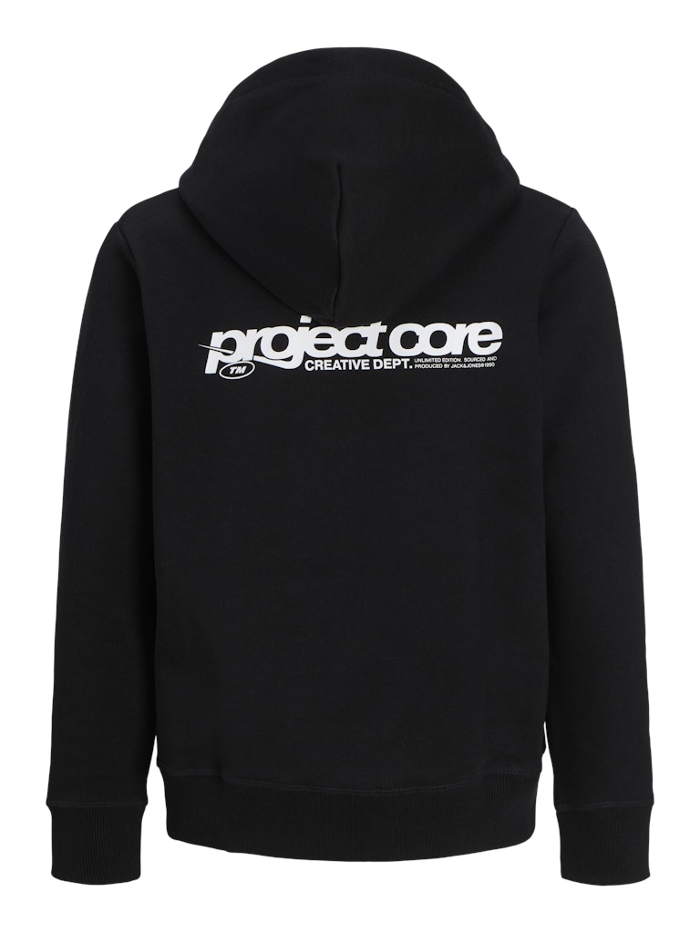 Boy's Union Print Sweat Hood Junior-Black-Ghost Back View
