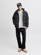 JACK & JONES Soho Puffer Collar Jacket-Black Black back view