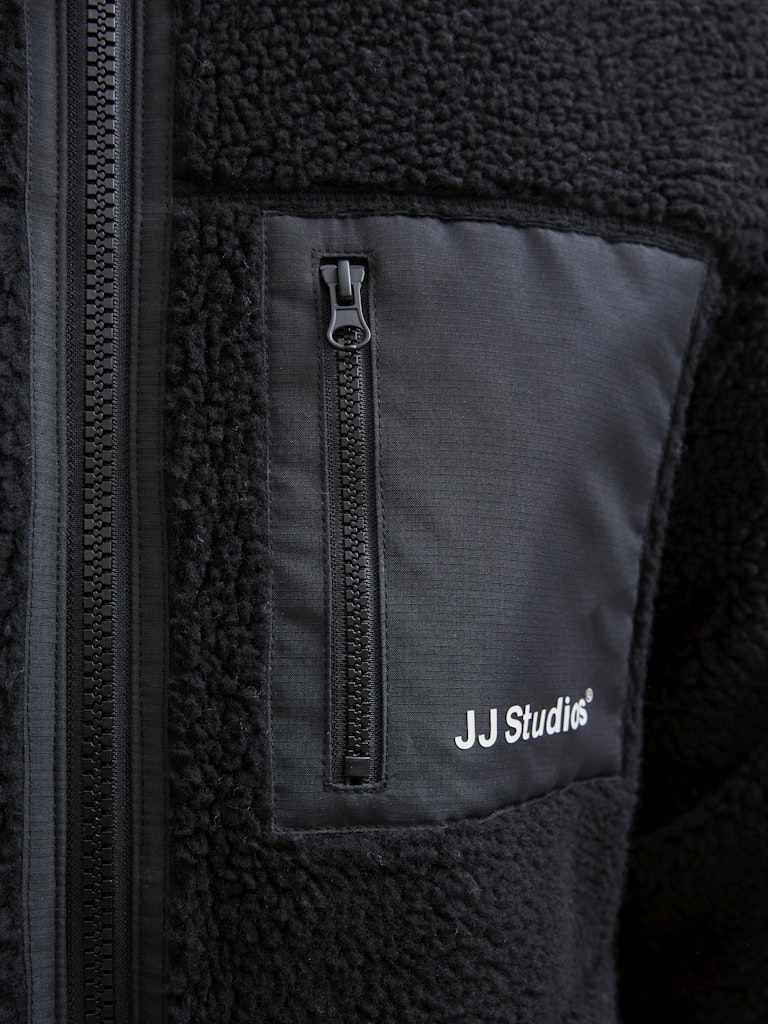 Men's Soho Teddy Jacket-Black-Front Pocket View