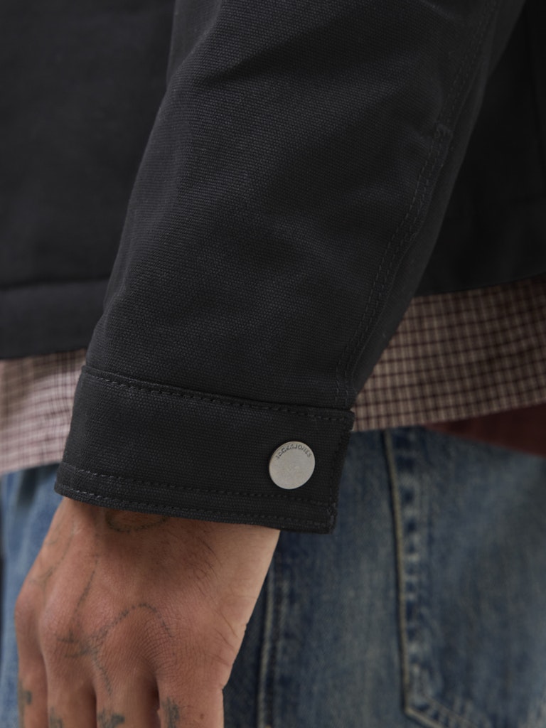 Dover Worker Black Jacket-Sleeve cuff detail