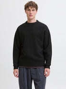 JACK & JONES Soho Ollie Crew Neck Black Knit Black front view
