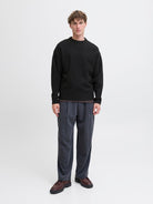JACK & JONES Soho Ollie Crew Neck Black Knit Black model front view
