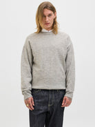 JACK & JONES Soho Ollie Crew Neck Knit-Light Grey Melange Light Grey Melange front view