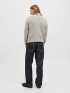 JACK & JONES Soho Ollie Crew Neck Knit-Light Grey Melange Light Grey Melange back view