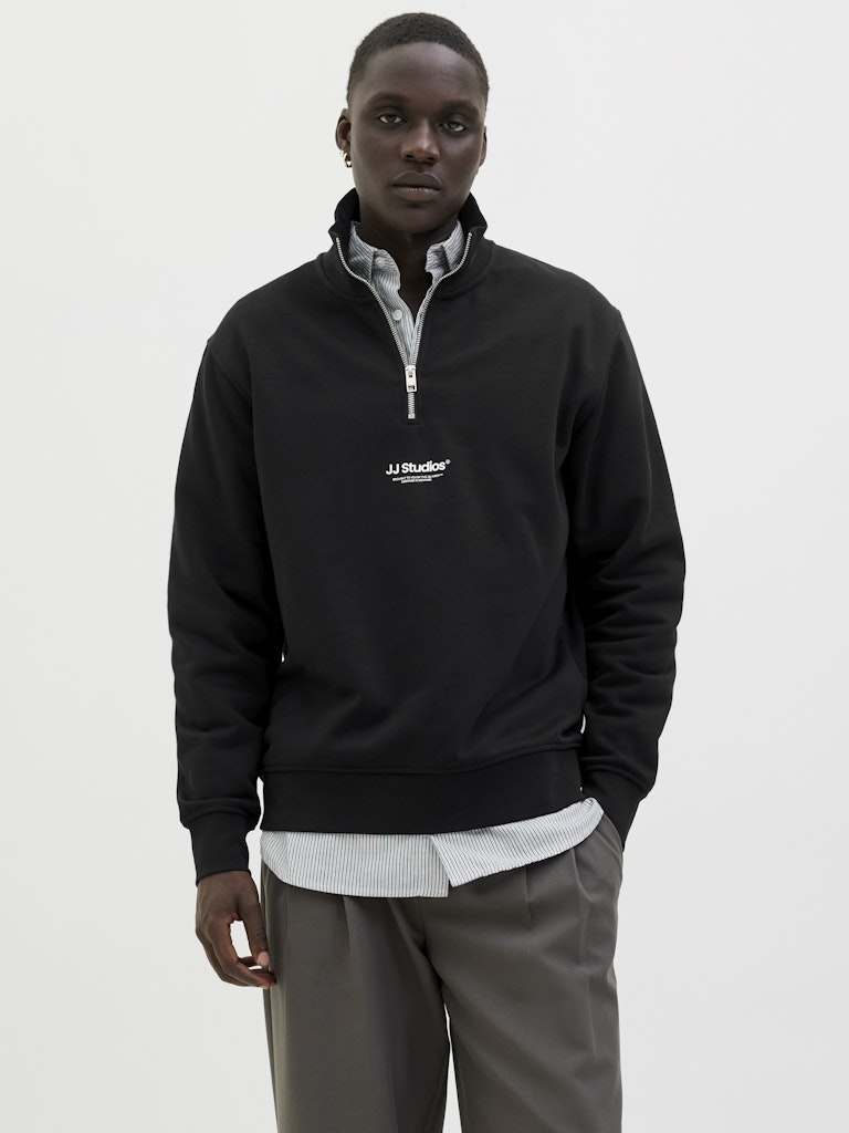 JACK & JONES Soho Sweat Quarter Zip-Black Black front view