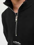 Jack Jones Youths Soho Junior Quarter Zip Sweatshirt-Black BLACK side view