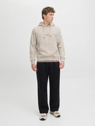 JACK & JONES Soho Sweat Hood-Moonbeam Moonbeam model front view