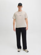 JACK & JONES Soho Tee Short Sleeve Crew Neck-Moonbeam Moonbeam model front view