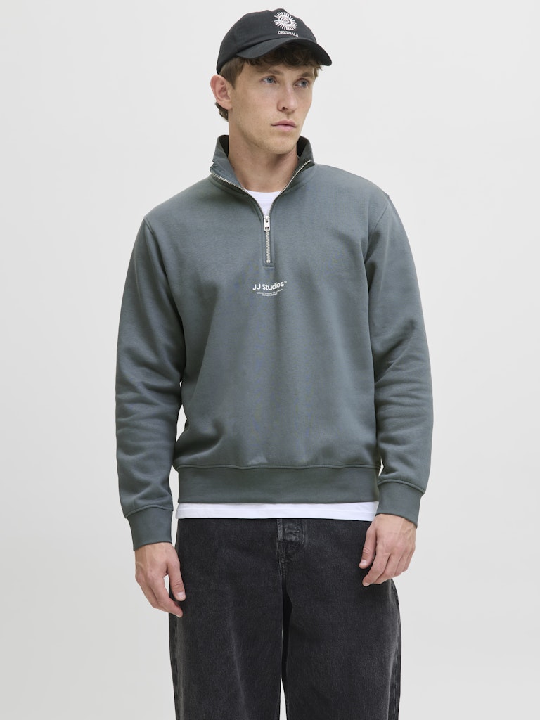 Men's Soho Sweat Quarter Zip-Stormy Weather-Model Front View