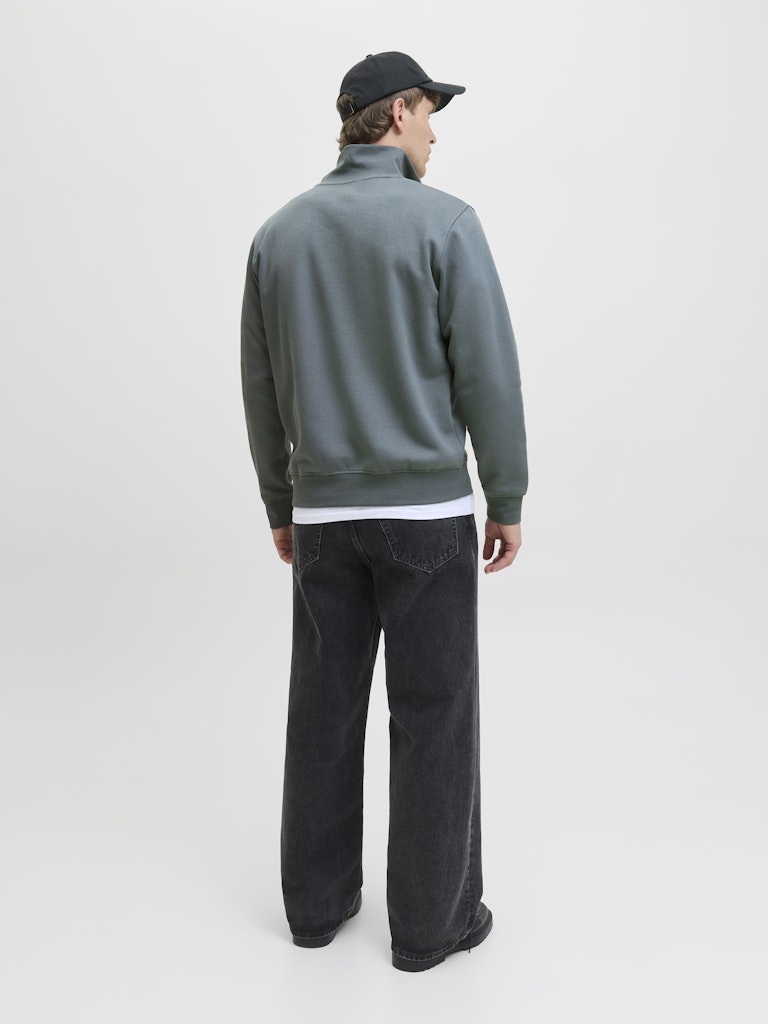Men's Soho Sweat Quarter Zip-Stormy Weather-Model Back View