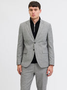 JACK JONES PREMIUM Martin Winter Tweed Blazer-Ultimate Grey Ultimate grey back view