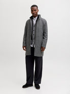 JACK & JONES Keith Wool Dark Grey Melange Coat Dark Grey Melange model front view