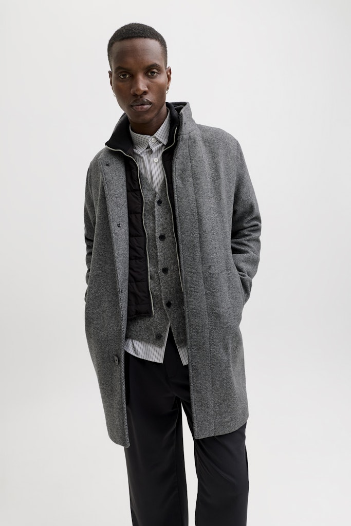 JACK & JONES Keith Wool Dark Grey Melange Coat Dark Grey Melange front view