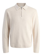 JACK JONES PREMIUM Milano Stitch Knit Zip Polo-Cloud Dancer Cloud Dancer side view