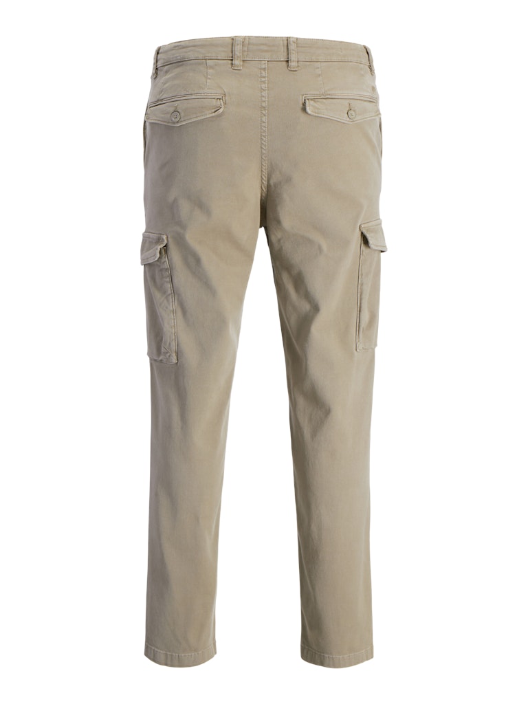 Beige cargo pants on a white background-Back view